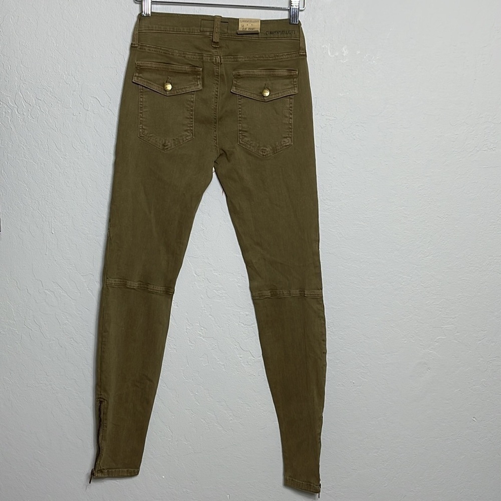 Current/Elliott Flat Pocket Cargo Pants 26 Vintage Army Green Skinny Zip Ankle - Picture 6 of 14